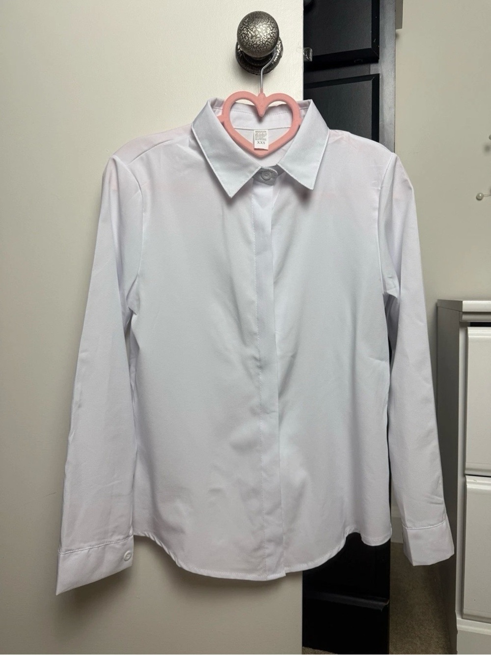 Women’s White Tailored Button-Front Dress Shirt - Classic Collar XXS